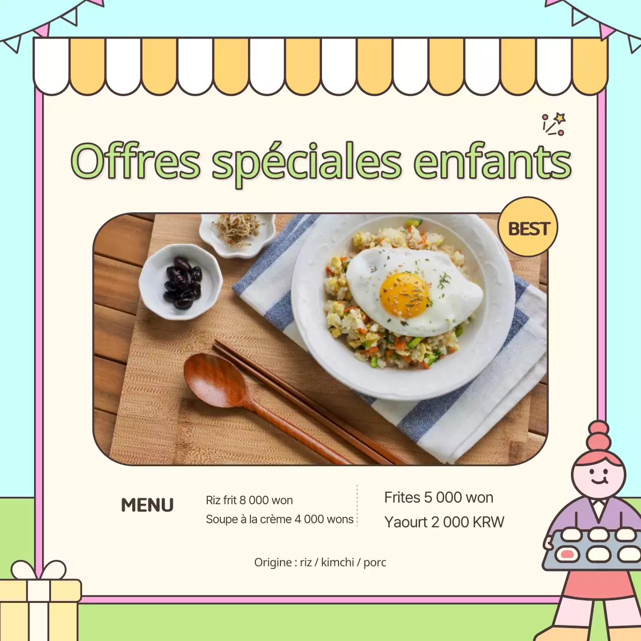 Promouvoir un événement kitsch pour la Journée de l'enfance en rose et chartreuse