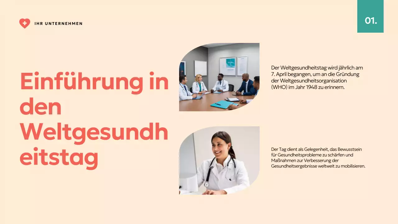 Grün und Elfenbein Modern Bericht zum Weltgesundheitstag