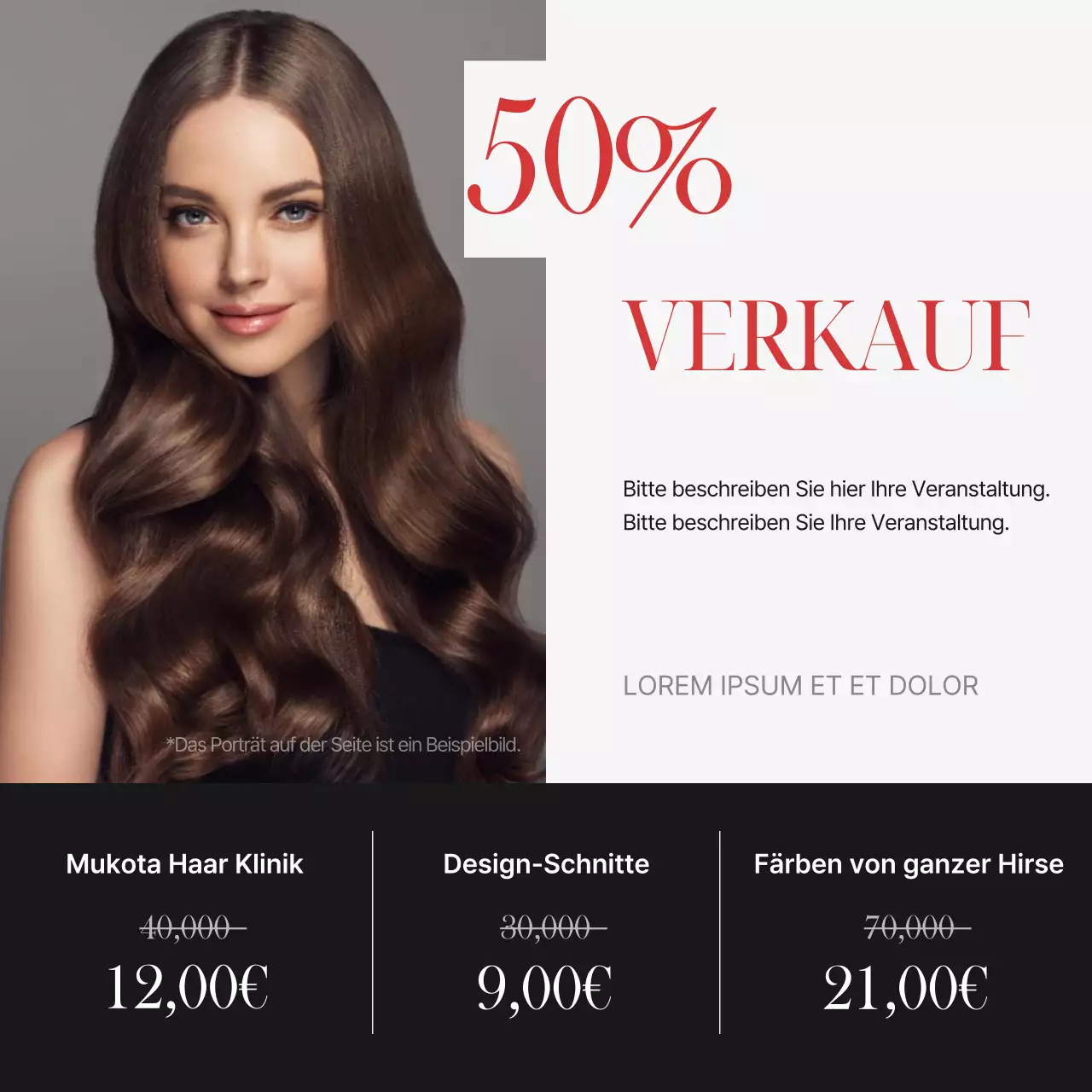 Schwarz und weiß modern Friseursalon Social Media Marketing