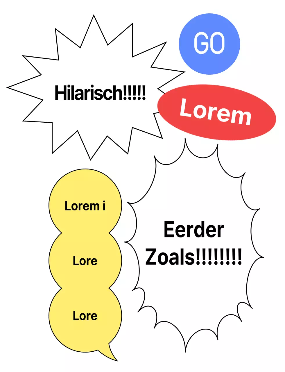 Team pompons met tekstballonnen