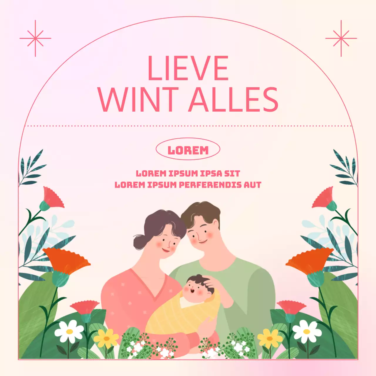 Roze en groene berichten voor de gezinsmaand