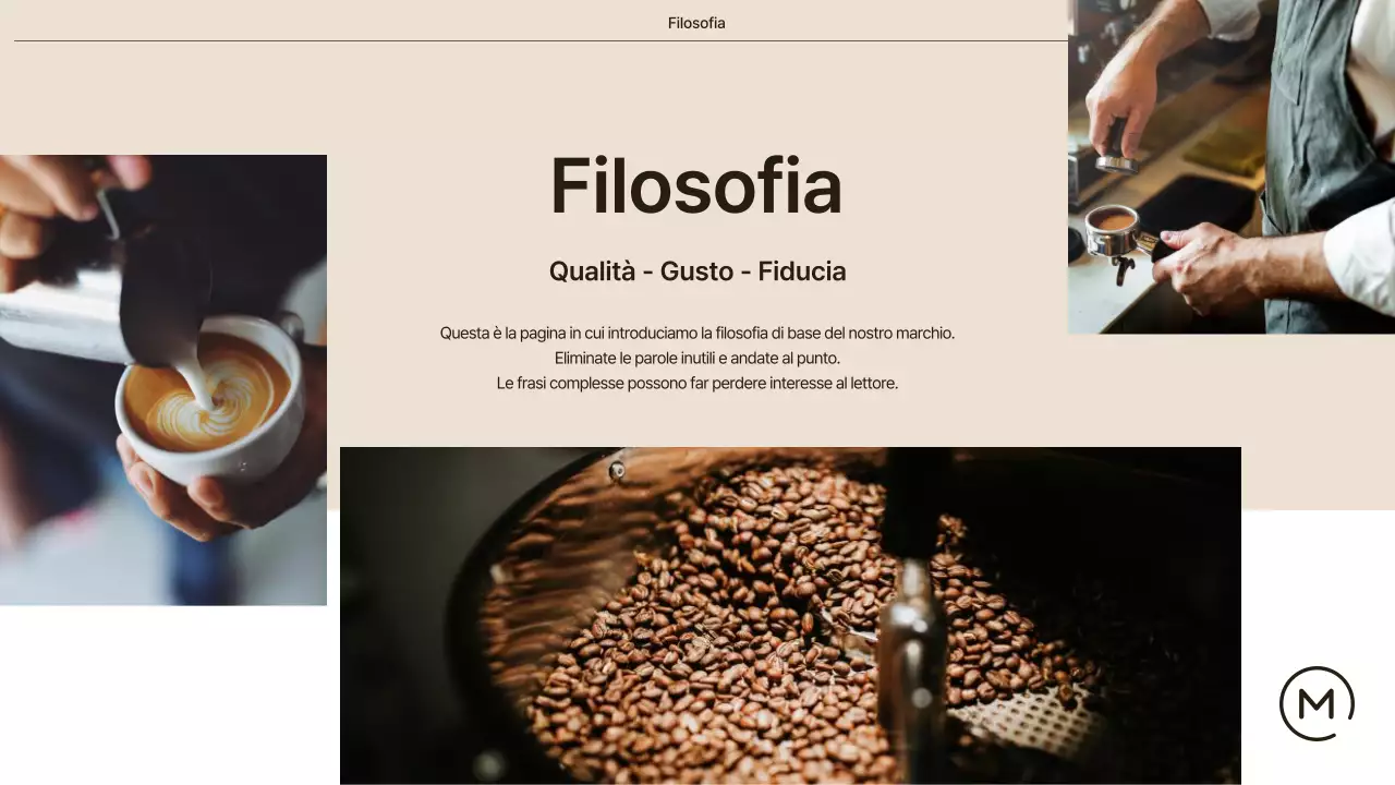 Una semplice caffetteria in beige e bianco Spiegato