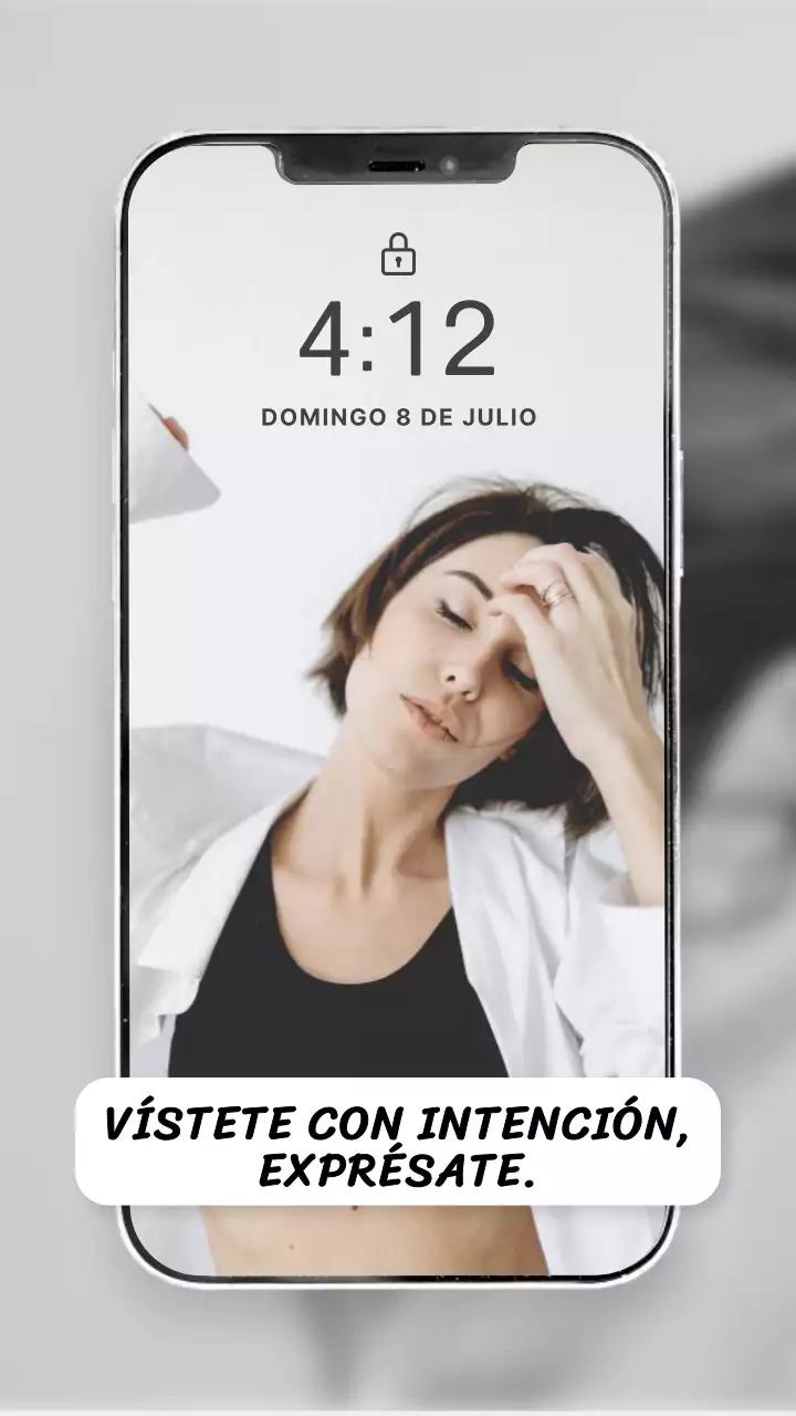 Blanco Gris Estética Bloqueado Teléfono Pantalla Mujer Foto Moda Cita