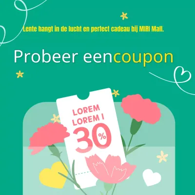 Een leuke lente coupon weggeefadvertentie in groen en geel
