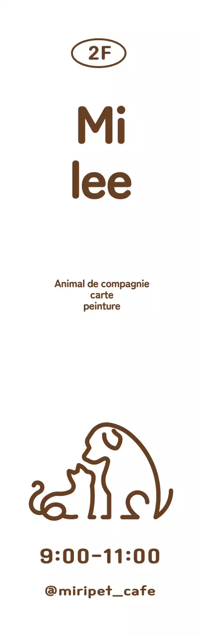 Une police de caractères mignonne avec un logo illustré de lignes de chiens et de chats et un panneau de signalisation avec une note d'avertissement.
