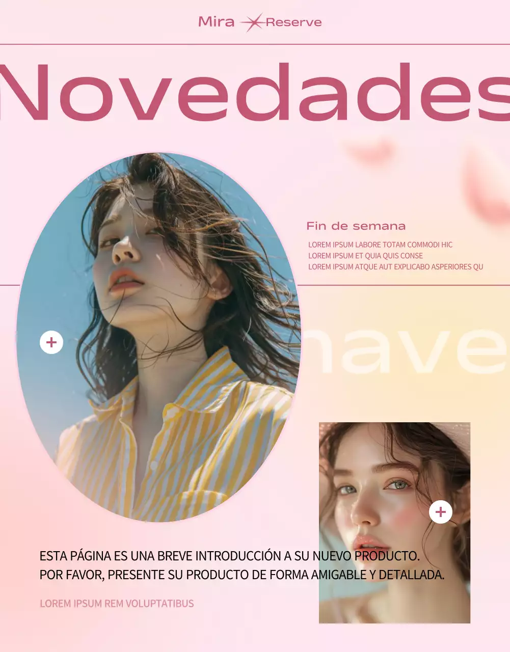 Moderno anuncio promocional de primavera en rosa y amarillo