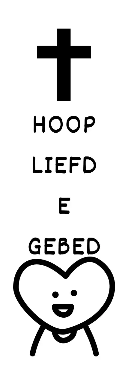 Kerkontwerp met kruisillustratie en hartkarakter