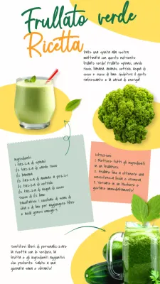 Ricetta del frullato verde rinfrescante naturale verde e giallo