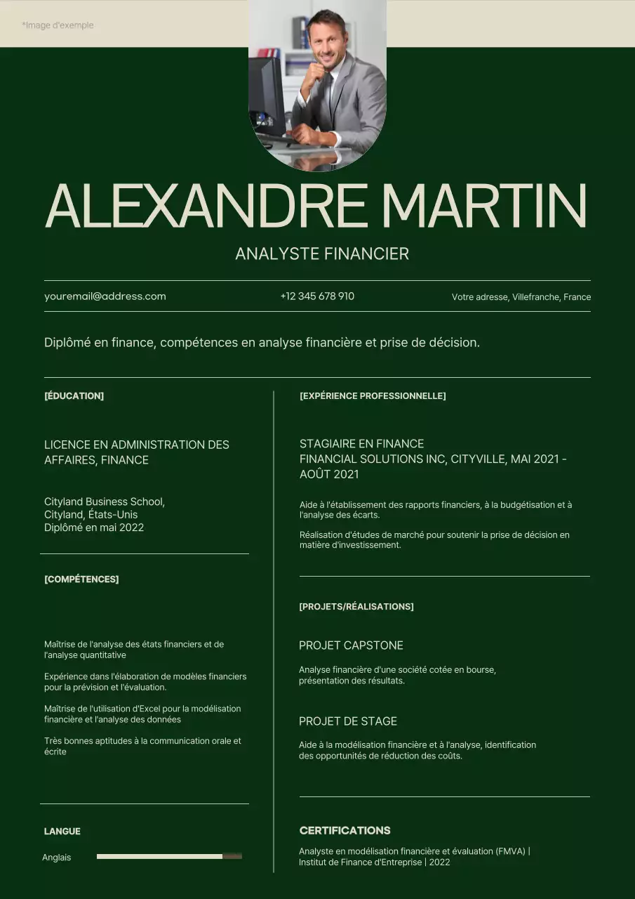 Portefeuille d'analyste financier simple vert et beige