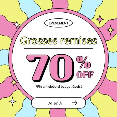 Publicité de réduction pour le shopping en rose et jaune