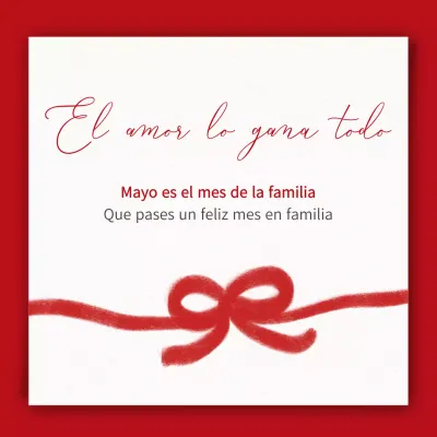 Una nota de agradecimiento en blanco y rojo para el Mes de la Familia
