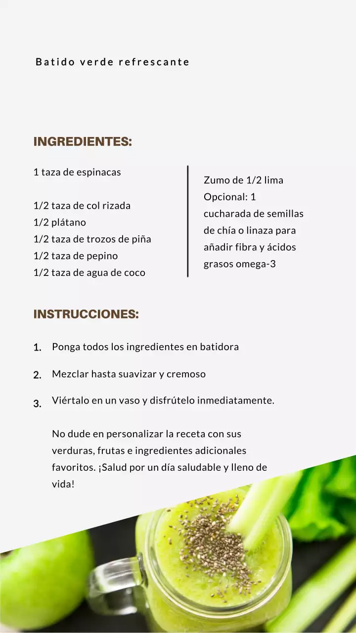 Receta de batido natural verde y gris Introducción