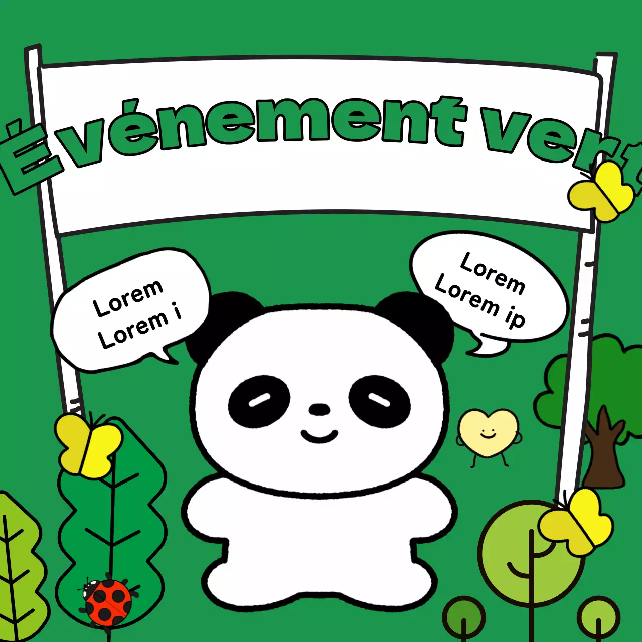 Une jolie publicité pour un événement printanier en vert et chartreuse