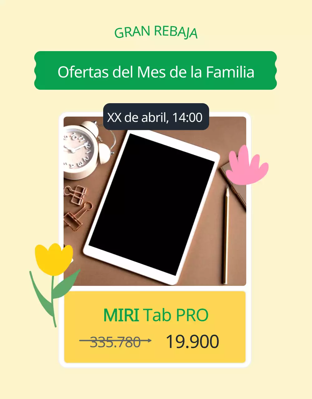 Promover los productos del mes de la familia verde y amarilla