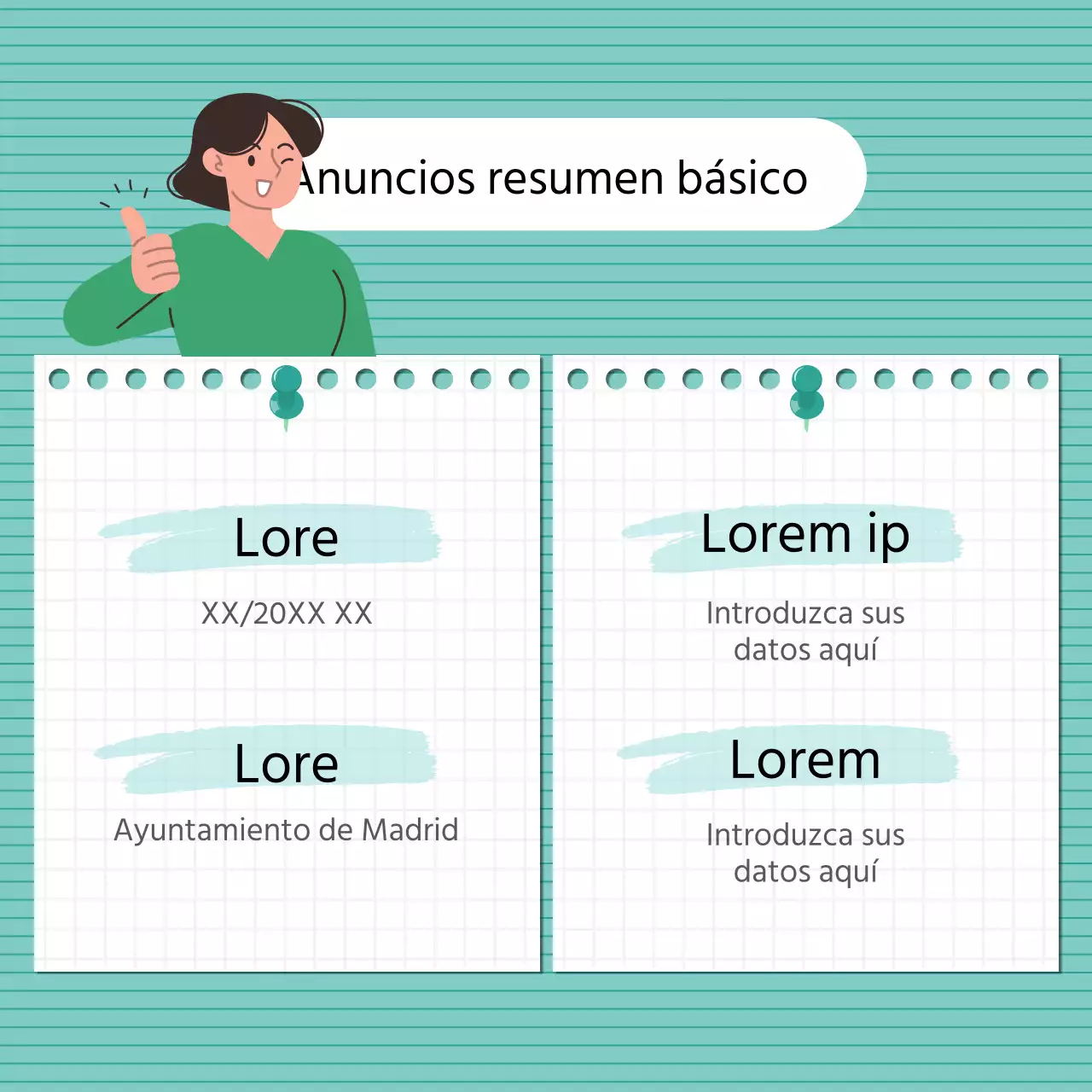 Anuncios y avisos con bonitas mesas de color menta