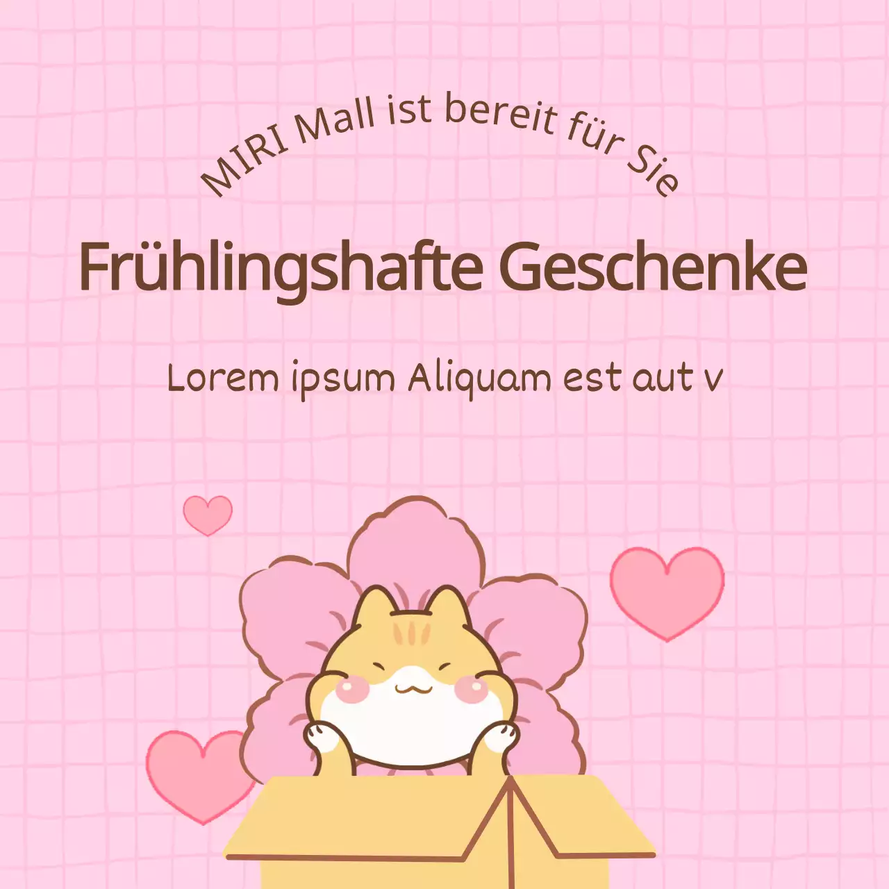 Pop-Art-Werbung für Frühlingsgeschenke in Rosa und Beige