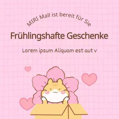 Pop-Art-Werbung für Frühlingsgeschenke in Rosa und Beige