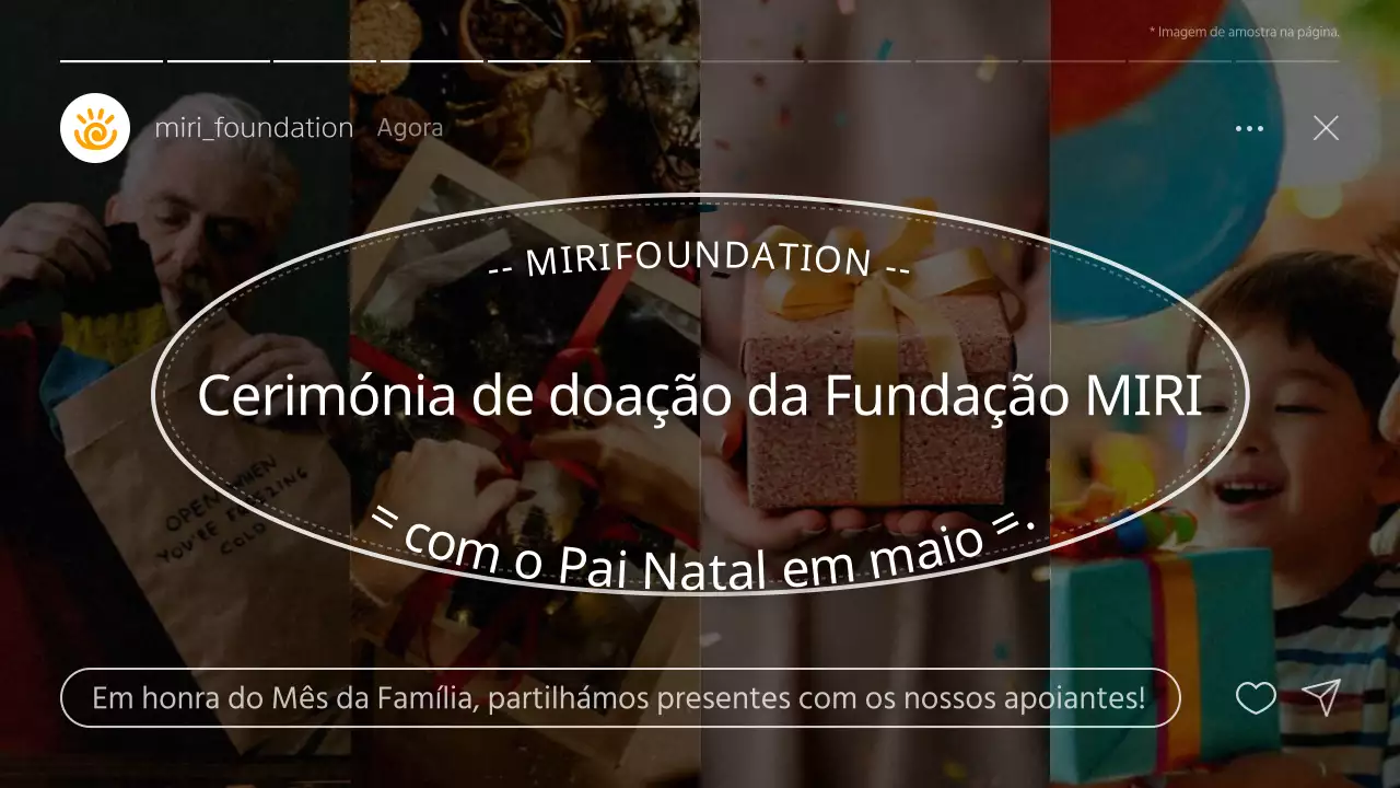 Um simples posto de entrega de donativos do Mês da Família, amarelo e branco