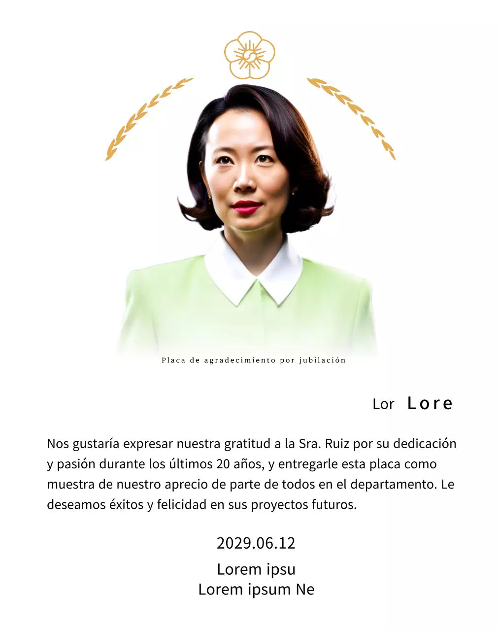 Una elegante placa de agradecimiento por jubilación con coronas de laurel doradas y una esvástica.