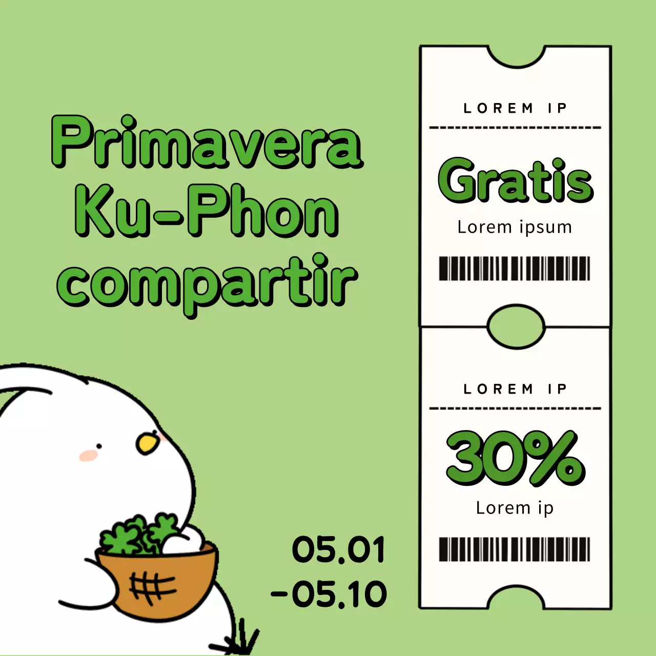 Un bonito anuncio primaveral en verde y chartreuse