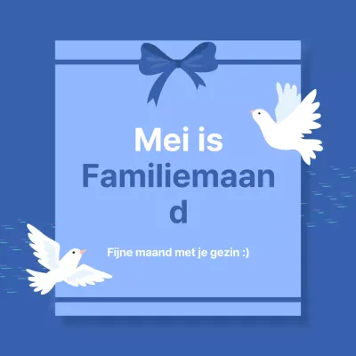 Bedankkaart moderne gezinsmaand in wit en blauw