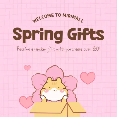 A pop-art springtime gifting event ad in pink and beige