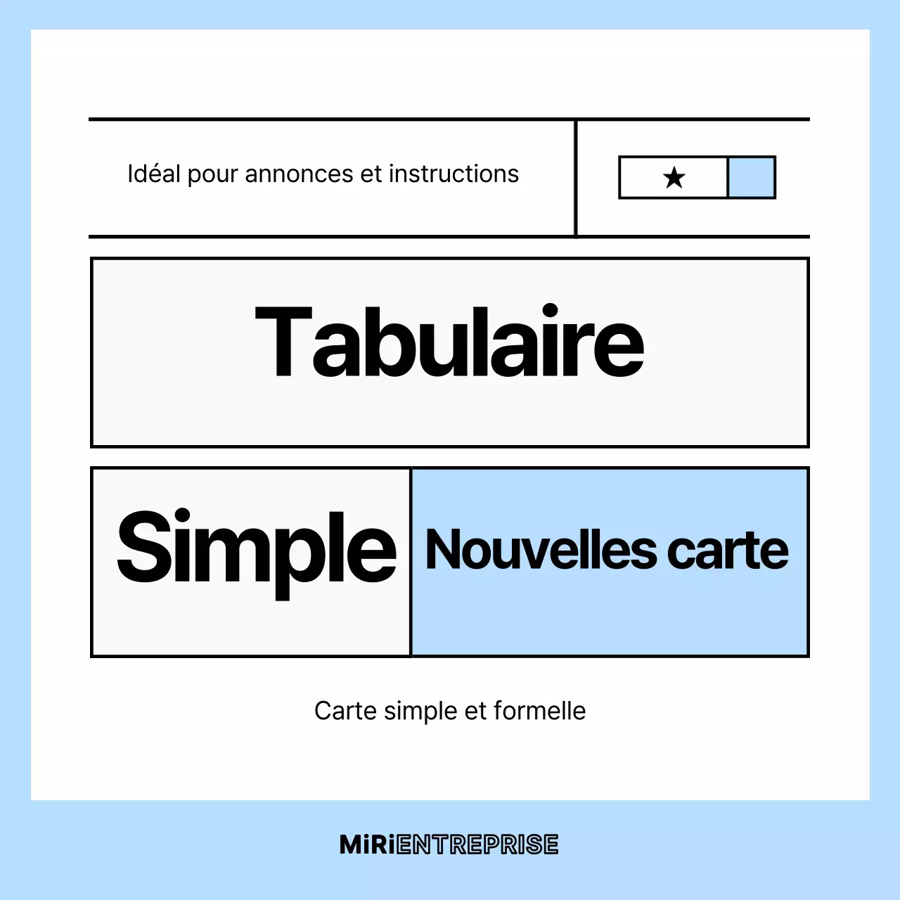 Annonce de CardNews avec une table simple en bleu clair et blanc