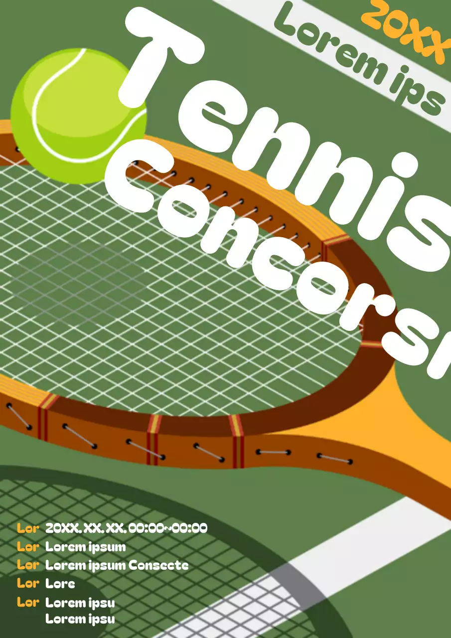 Poster promozionale del torneo di tennis pop art in verde