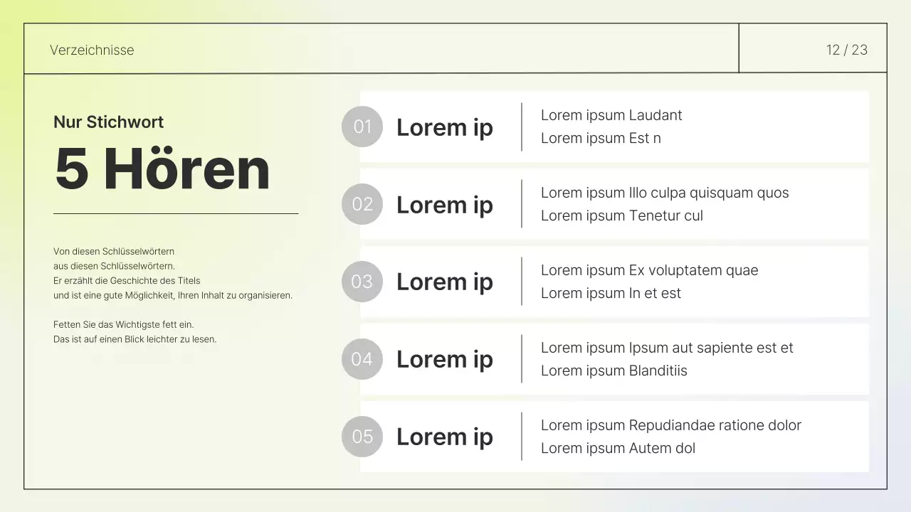 Einfacher Layout-Bericht in Weiß und Chartreuse