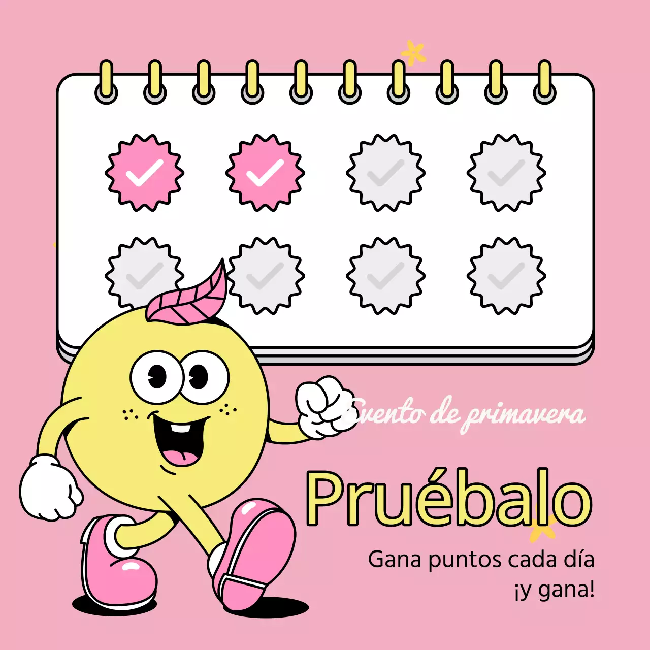 Un anuncio pop-art de las rebajas de primavera en amarillo y rosa