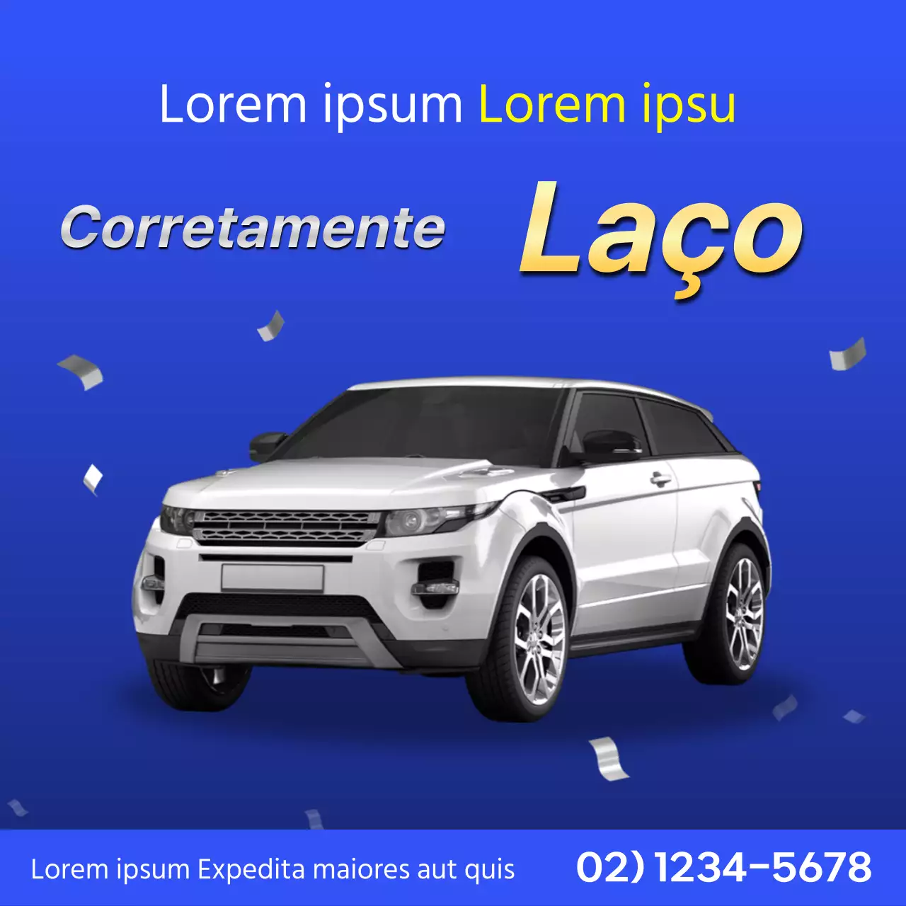 Promover a compra de um carro usado fixe em azul-marinho e branco
