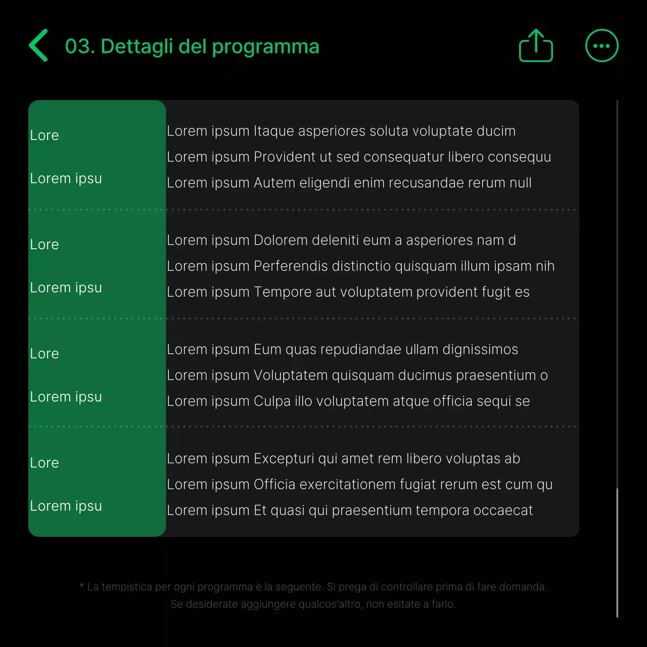 Una guida alle tabulazioni moderne in nero e verde