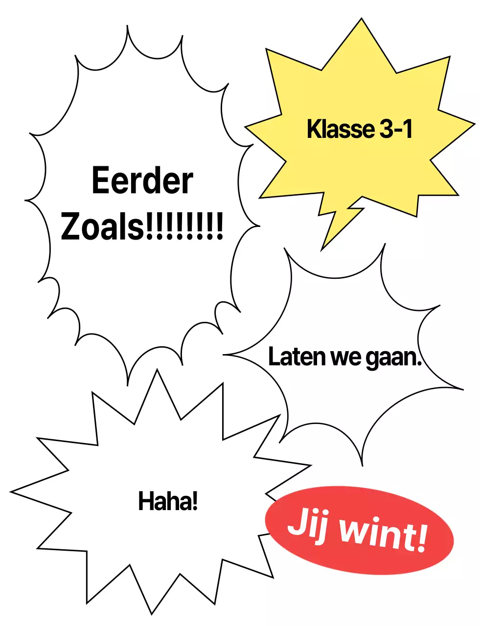 Team pompons met tekstballonnen