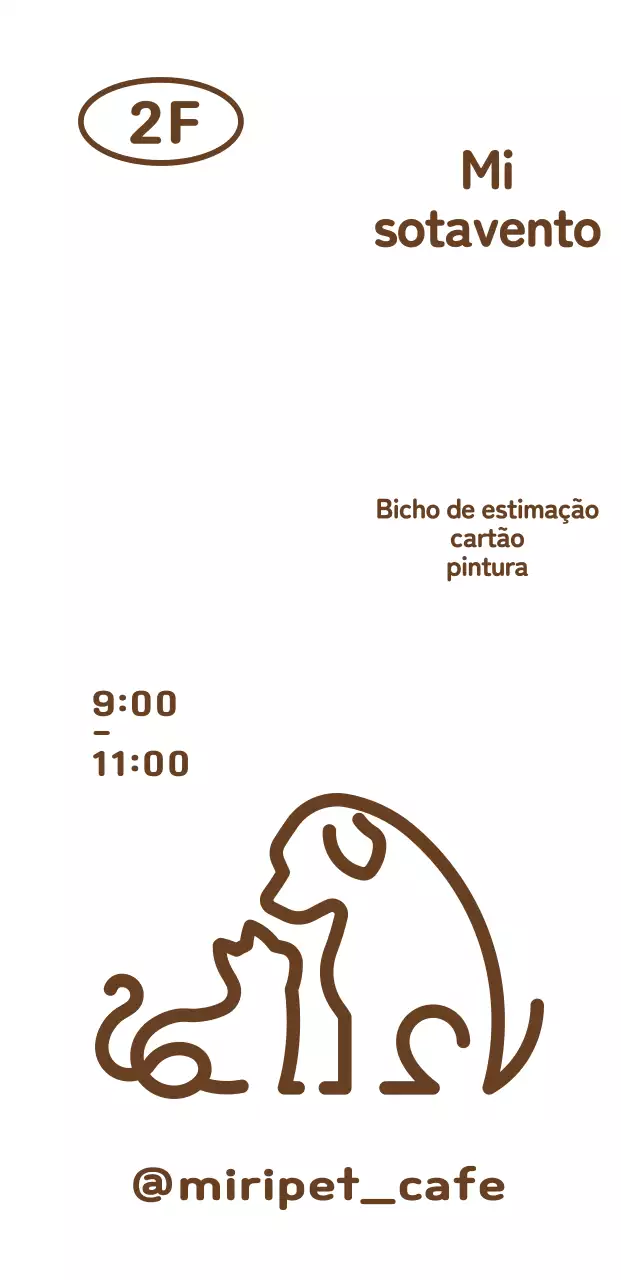 Um tipo de letra bonito com um logótipo de ilustração de linhas de cães e gatos e um letreiro com uma nota de aviso