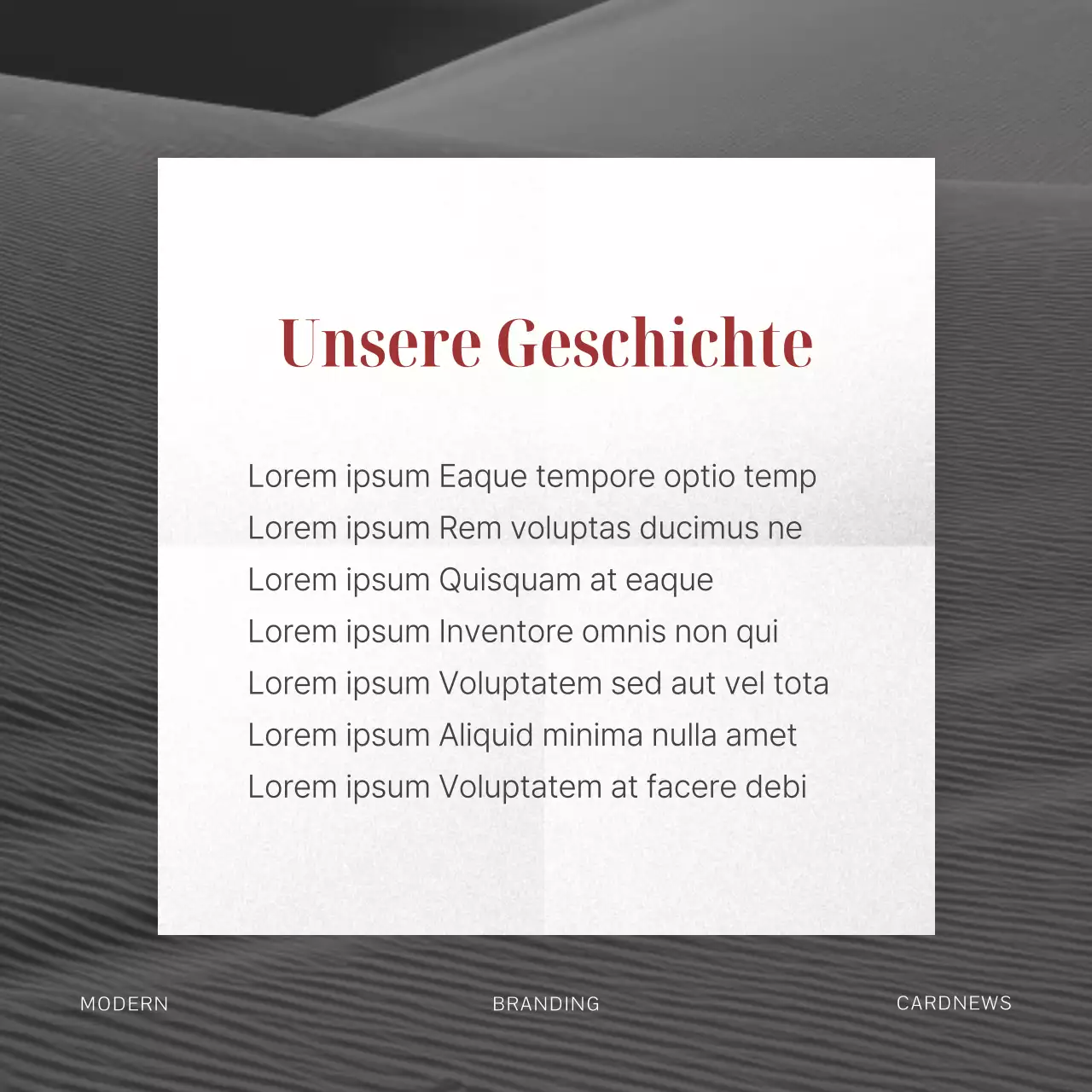 Ein Markenbrief für eine moderne Tasche in Rot, Schwarz und Weiß