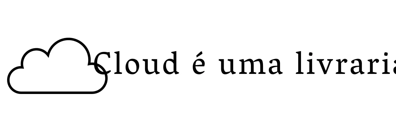 Livraria simples e emotiva com ilustrações de nuvens e tipos de letra serifados