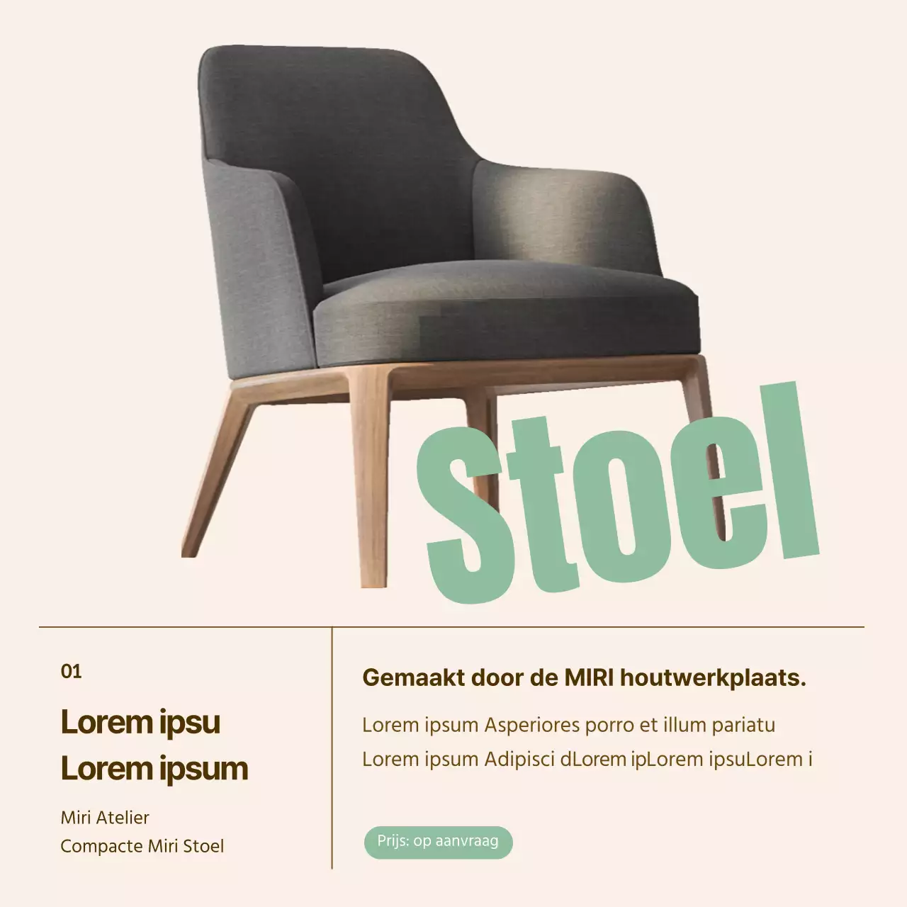 Een eenvoudige beige en groene promotiepost voor een workshop