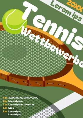 Pop Art Tennisturnier Werbeplakat in grün