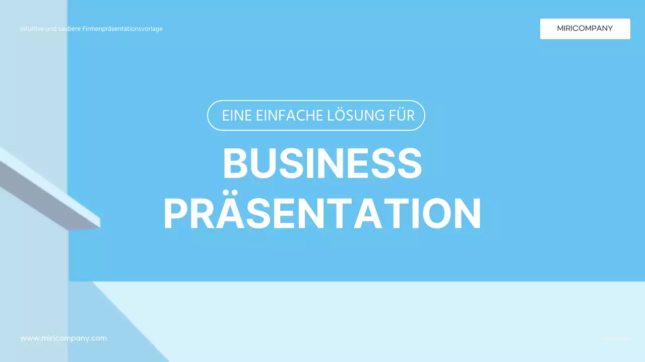 Ein einfaches Unternehmensprofil in Hellblau und Blau