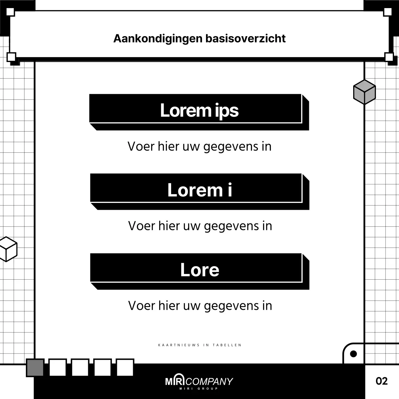 Een eenvoudige zwart-wit tafelgids