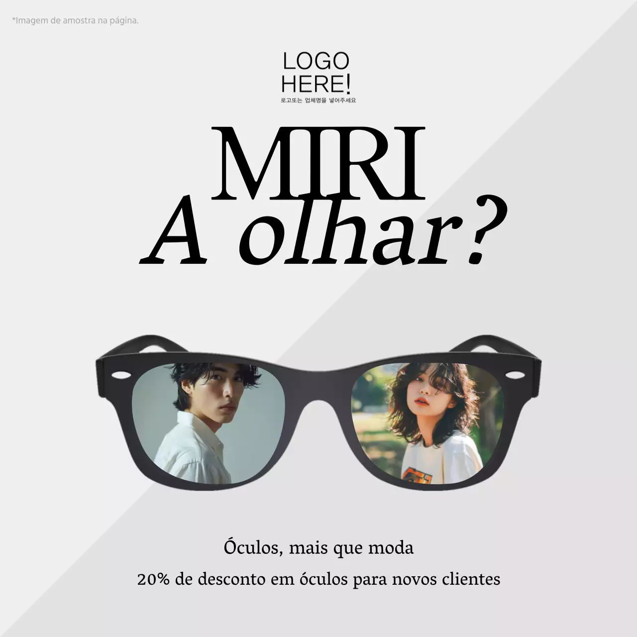 Guia de eventos em preto e branco, com óculos limpos