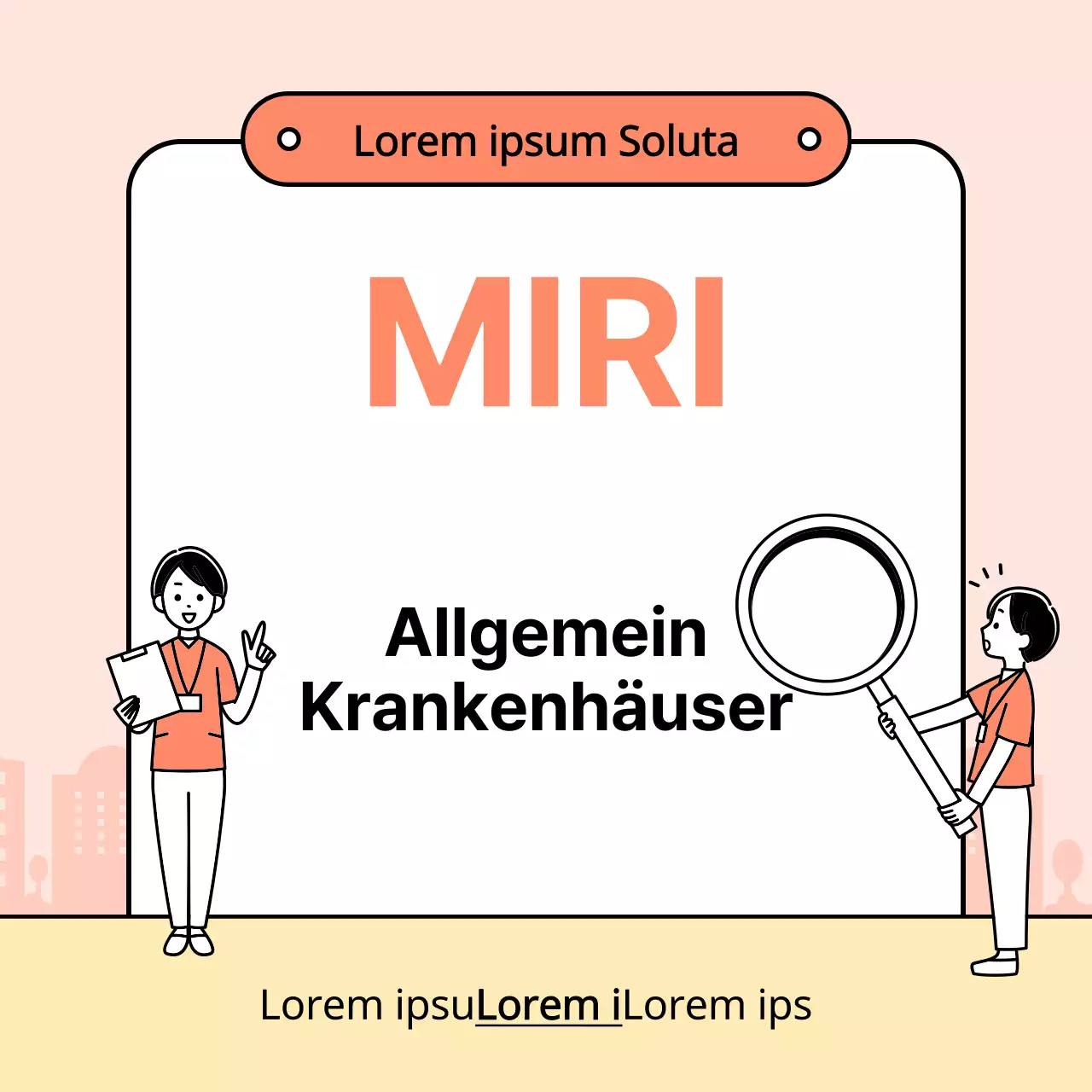 Werbung für eine Dialysefachklinik mit einem einfachen orangefarbenen Farbschema