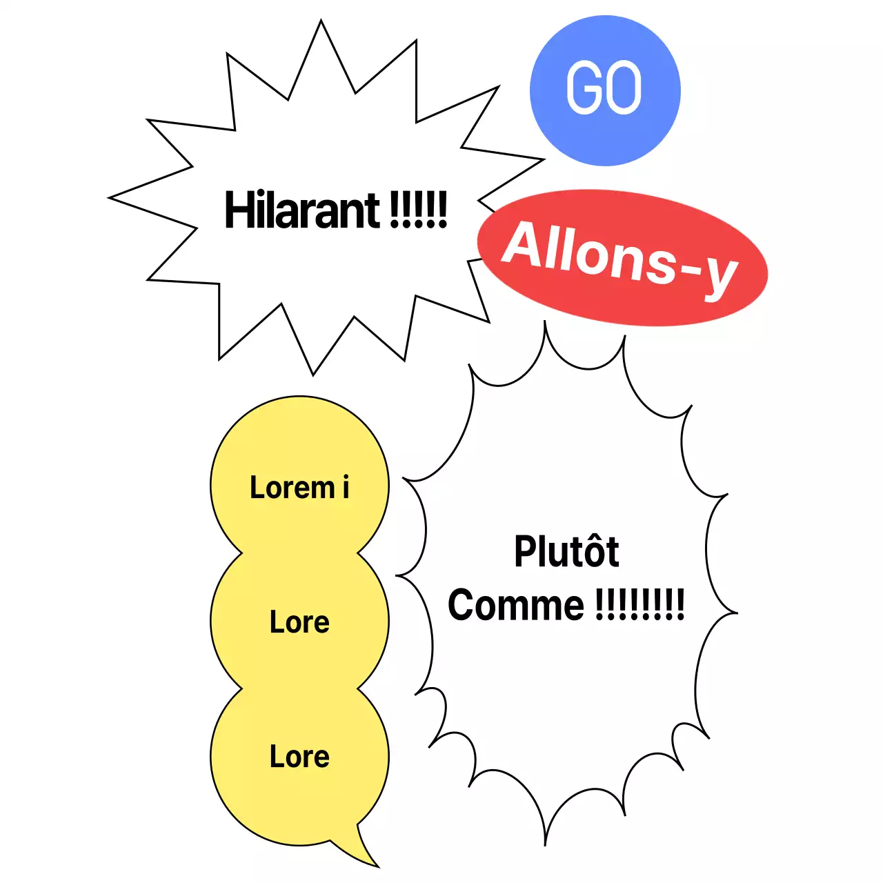 Pompons d'équipe avec bulles de texte