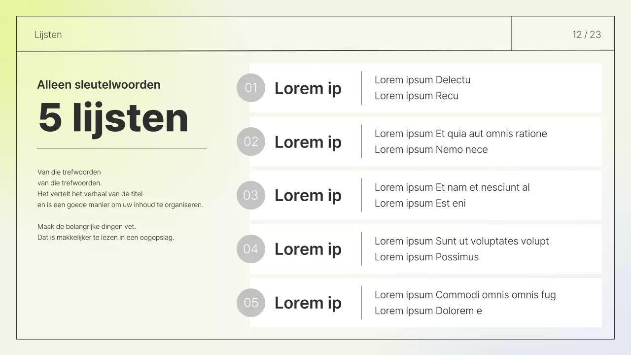 Eenvoudig lay-out rapport in wit en chartreuse