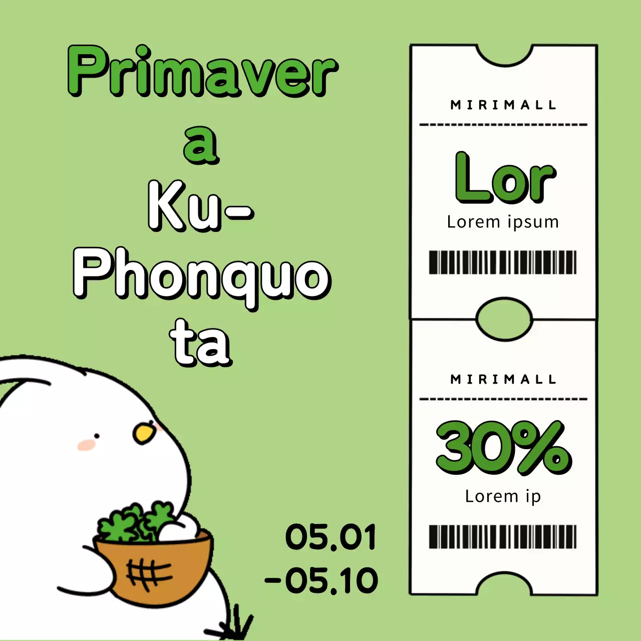 Un grazioso annuncio per eventi primaverili in verde e chartreuse