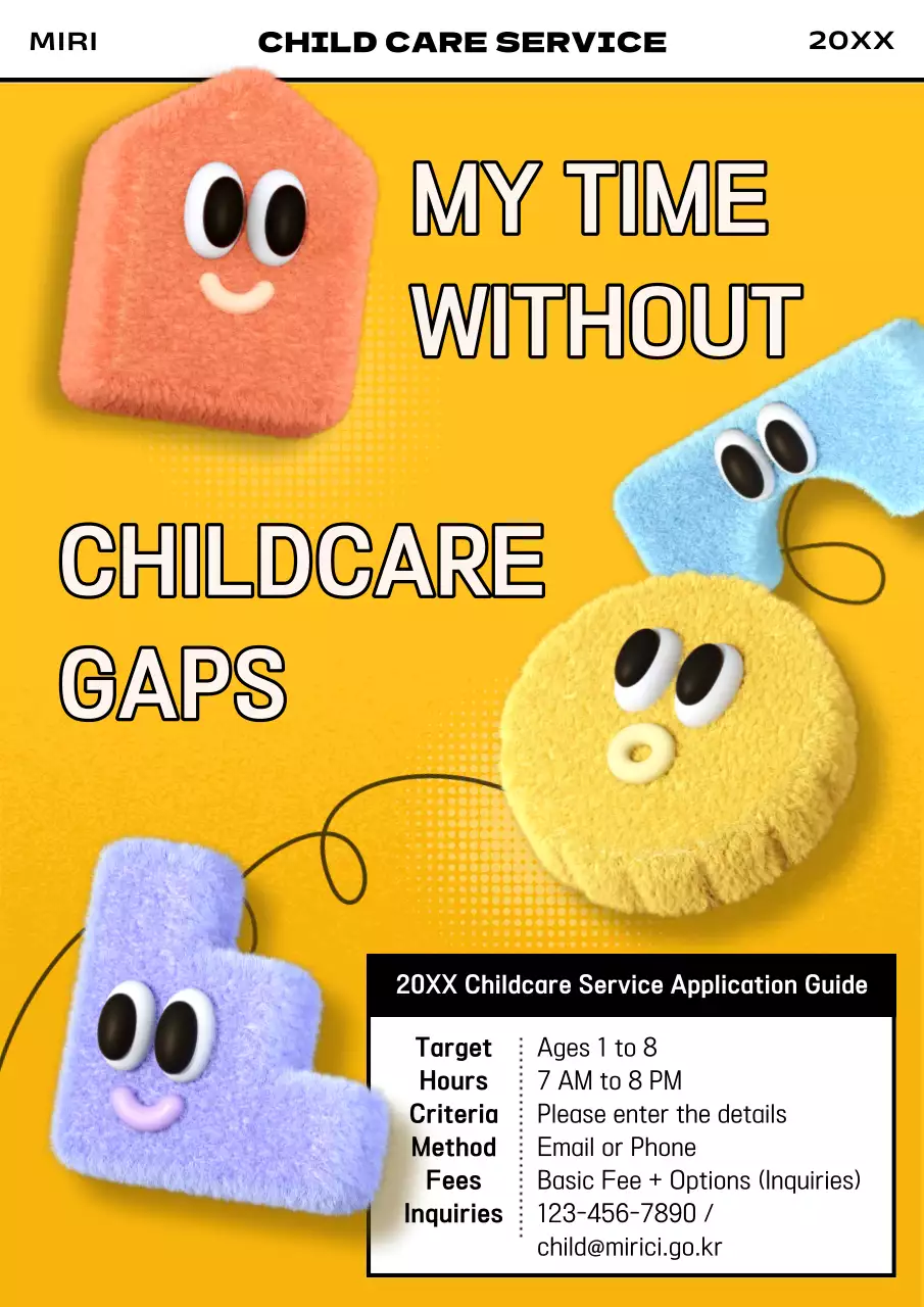 Kitschy yellow, black, and white childcare job postings