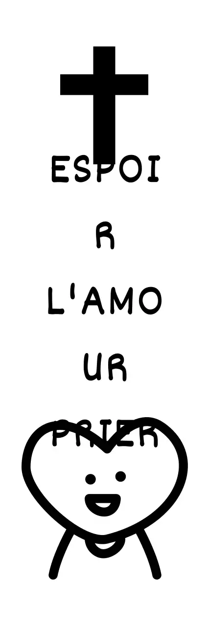 Conception d'une église avec illustration d'une croix et d'un personnage en forme de cœur