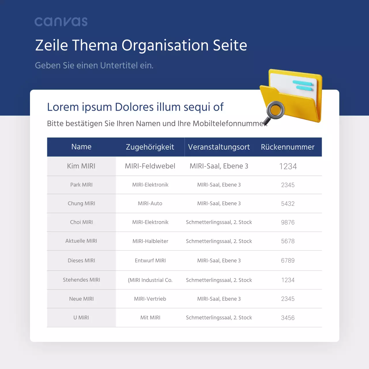 Eine saubere, tabellarische Karte in Blau und GrauAktuelle Ankündigungen