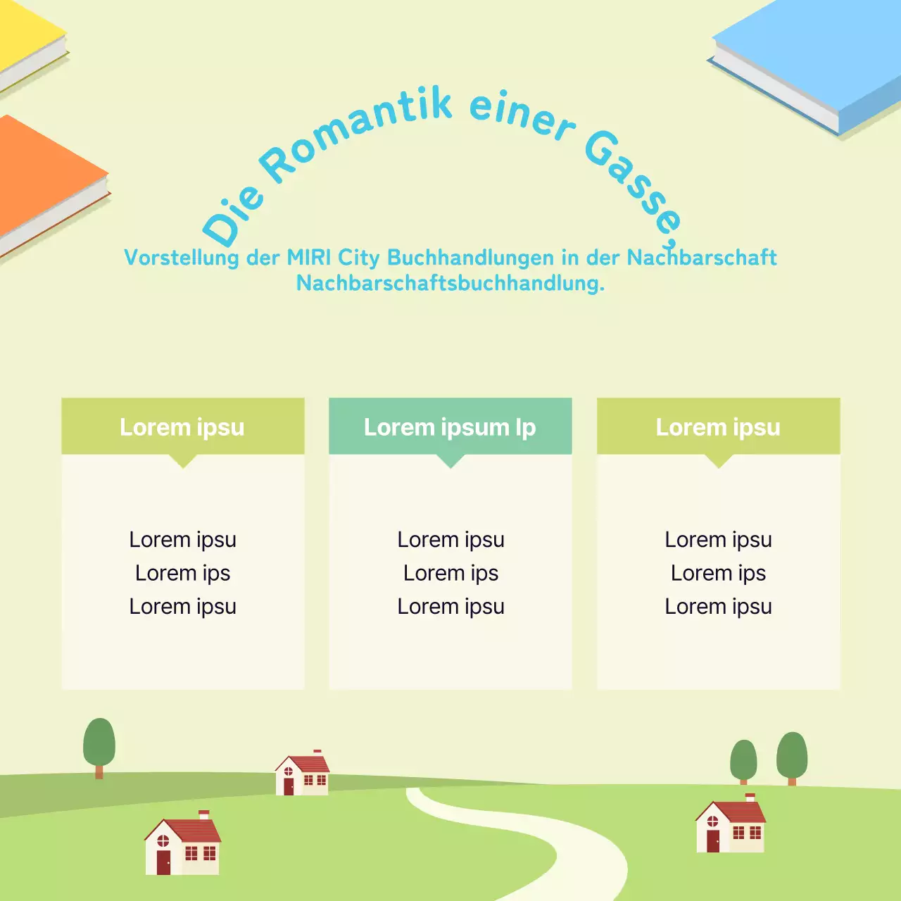 Ein Reiseführer für diese gelbe und grüne Buchhandlung