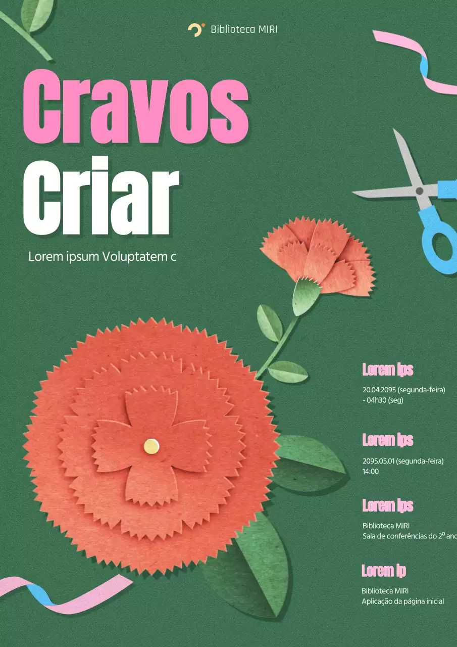 Cartaz simples do evento de fabrico de cravos verdes e vermelhos